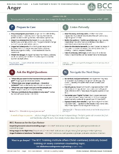 Free Care Plan Download on Anger